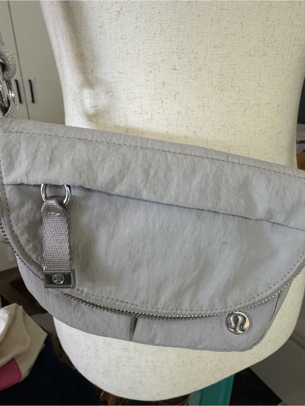 lululemon athletica Light Gray Crossbody Sling Bag